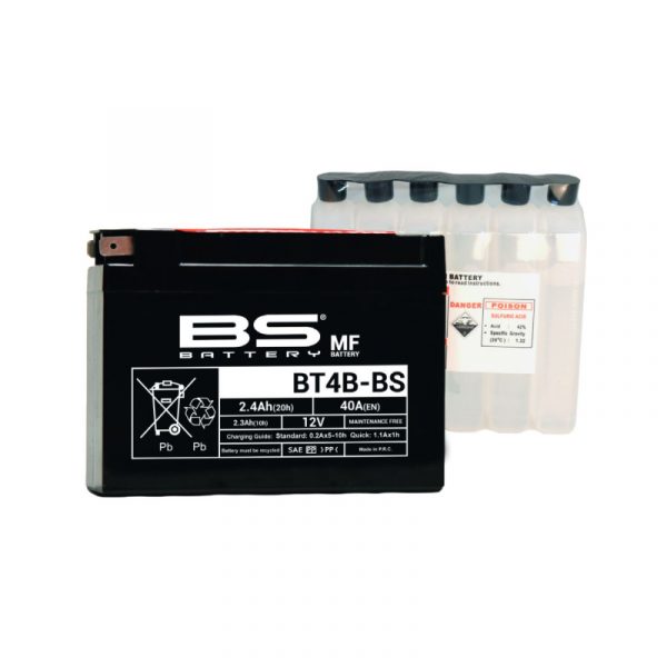 Аккумулятор для мотоцикла SUZUKI, SYM, YAMAHA BS Battery BT4B-BS (YT4B-BS) AGM 2.4 А/ч купить в интернет-магазине