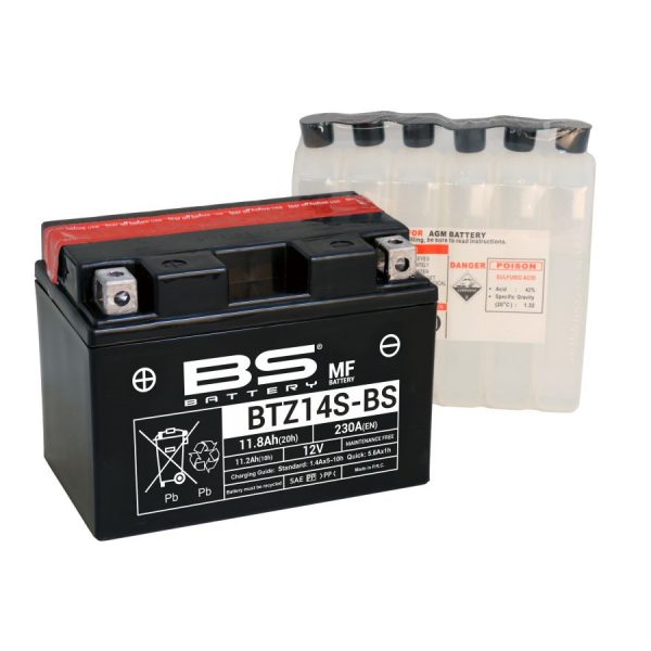 Мото аккумулятор BS Battery BTZ14S-BS (YTZ14S) AGM 11.8 А/ч купить в интернет-магазине с бесплатной доставкой по России