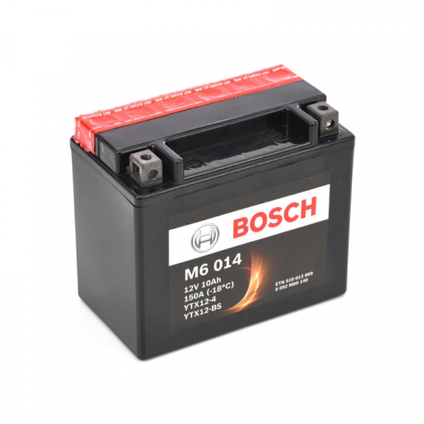 Мото аккумулятор Bosch M6 014 (YTX12-BS) AGM 10 А/ч в интернет-магазине купить с бесплатной доставкой