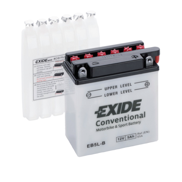 Мото аккумулятор для скутеров, мотоциклов Exide Conventional EB5L-B (YB5L-B) 5 А/ч купить с бесплатной доставкой по России