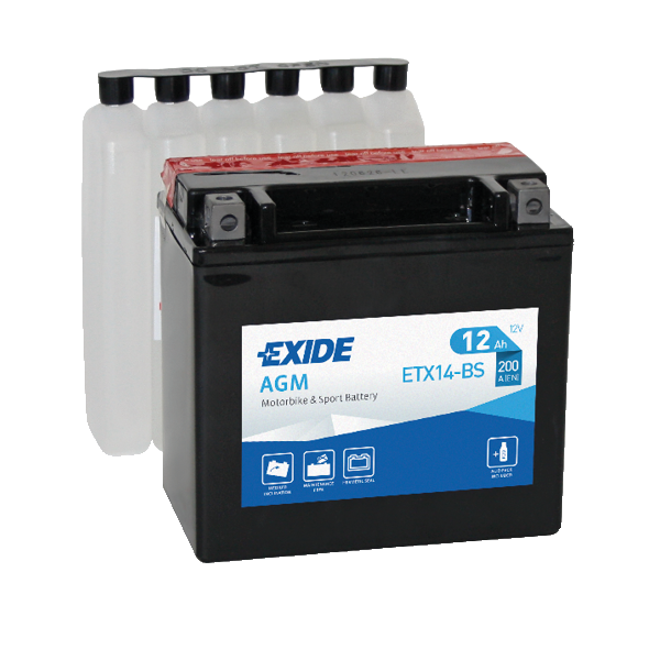 Мото аккумулятор Exide ETX14-BS (YTX14-BS) AGM 12 А/ч в интернет-магазине купить с бесплатной доставкой