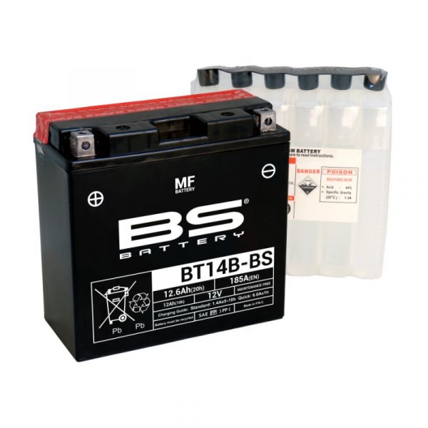 Аккумулятор на мотоцикл Ямаха BS Battery BT14B-BS (YT14B-BS) AGM 12.6 А/ч купить с бесплатной доставкой