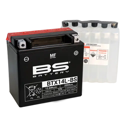 Мото аккумулятор BS Battery BTX14L-BS (YTX14L-BS) AGM 12 А/ч заказать с доставкой в интернет-магазине