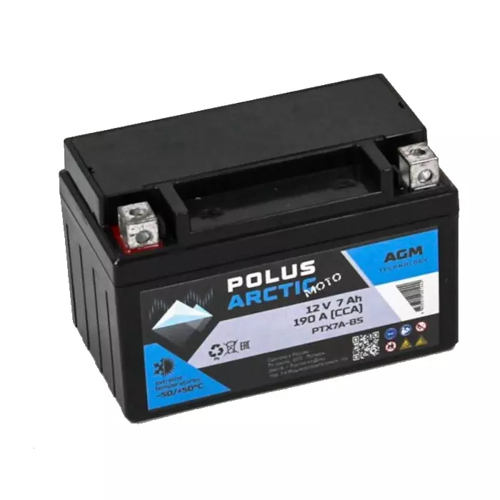 Мото аккумулятор POLUS ARCTIC MOTO AGM PTX7A-BS (YTX7A-BS) 7 А/ч заказать с доставкой в интернет-магазине