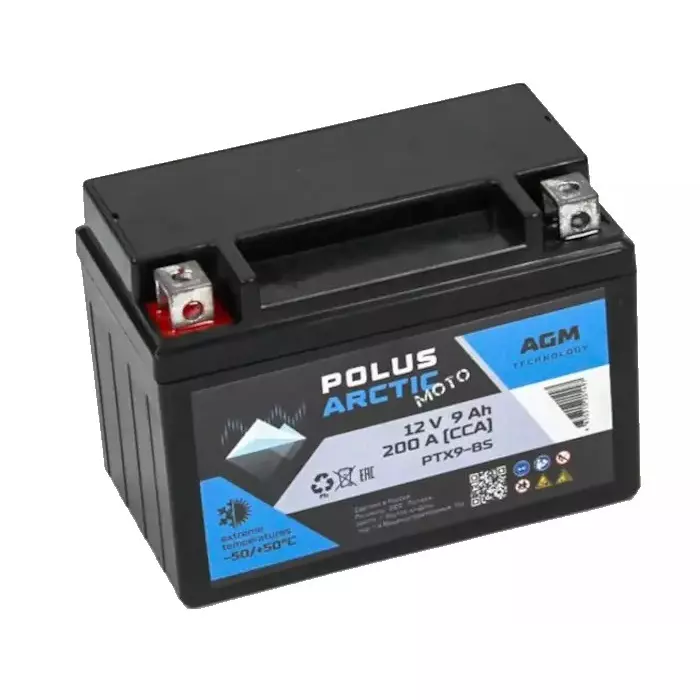 Мото аккумулятор POLUS ARCTIC MOTO AGM PTX9-BS (YTX9-BS) 9 А/ч заказать с доставкой в интернет-магазине